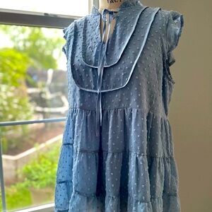 Blue Ruffled Women's blouse